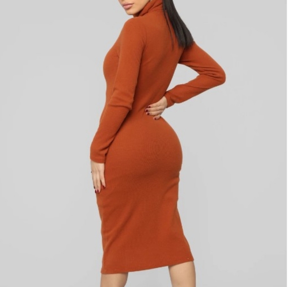 Turtle neck fuzzy sweater dress - Picture 3 of 3